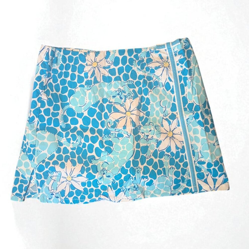 Lilly Pulitzer Leopard Lounge Skirt Blue Skort Size 6